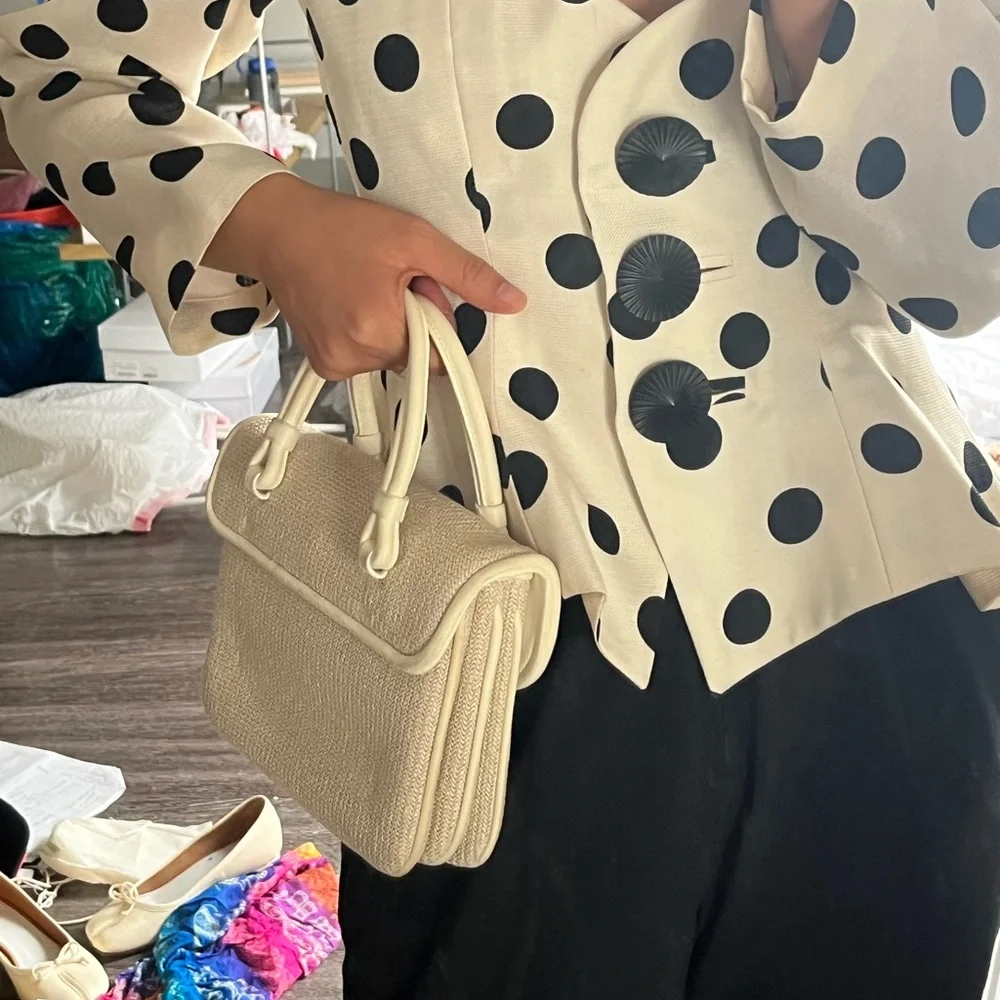 SOLDSOLDSOLDMaryam Nassir Zadeh Lune bag in cream leather and fabric - Picture 6 of 16